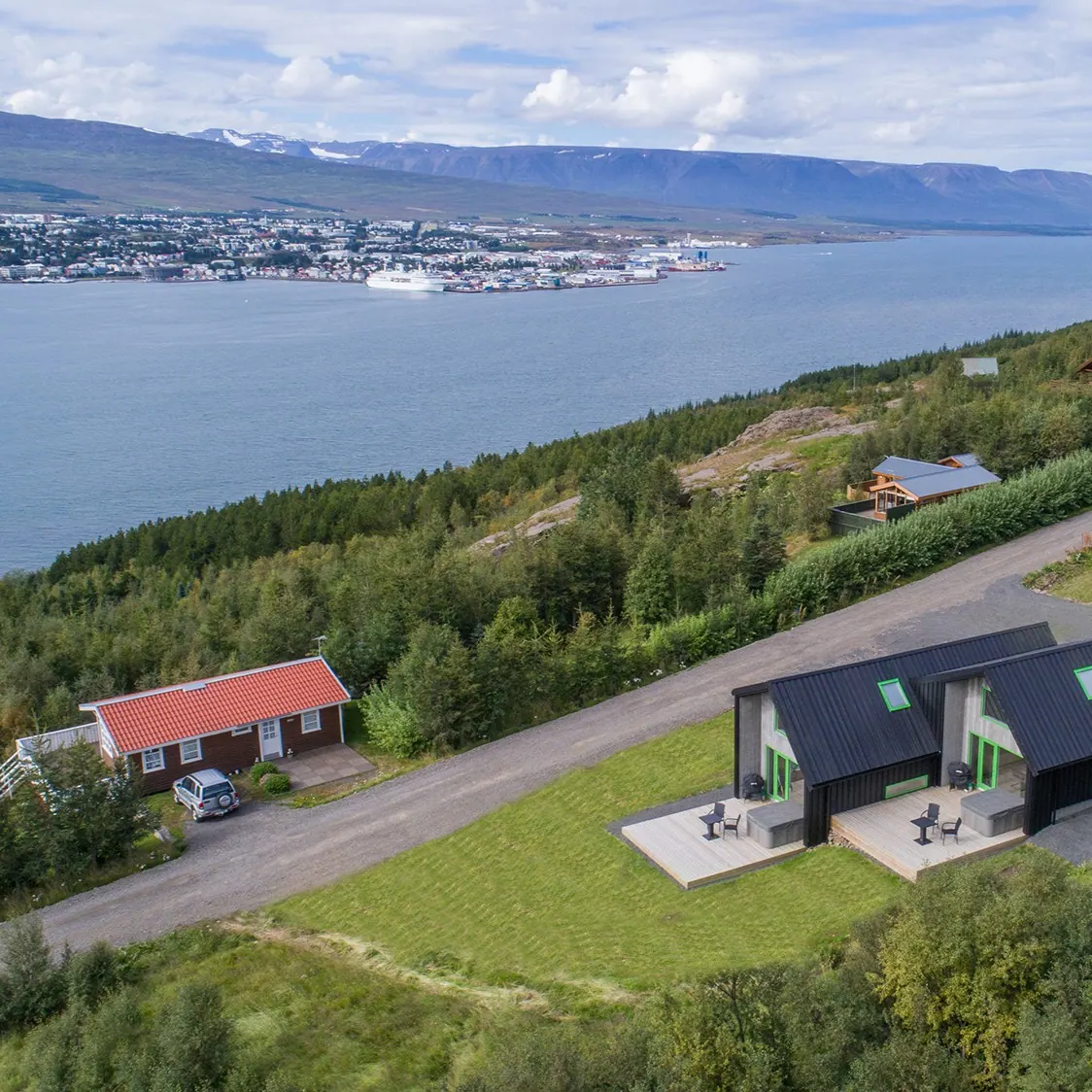 Apartment 15C: View over the fjord and Akureyri from above the houses