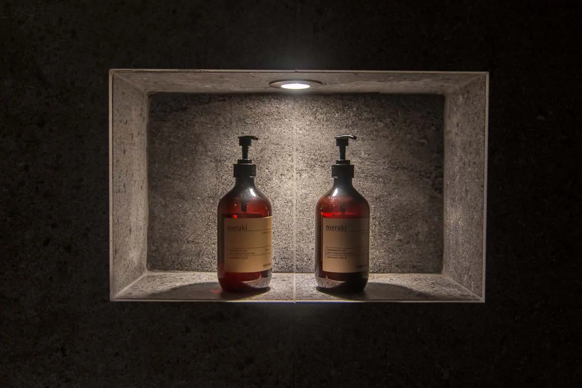 Apartment 15B: Toiletries in a stone niche