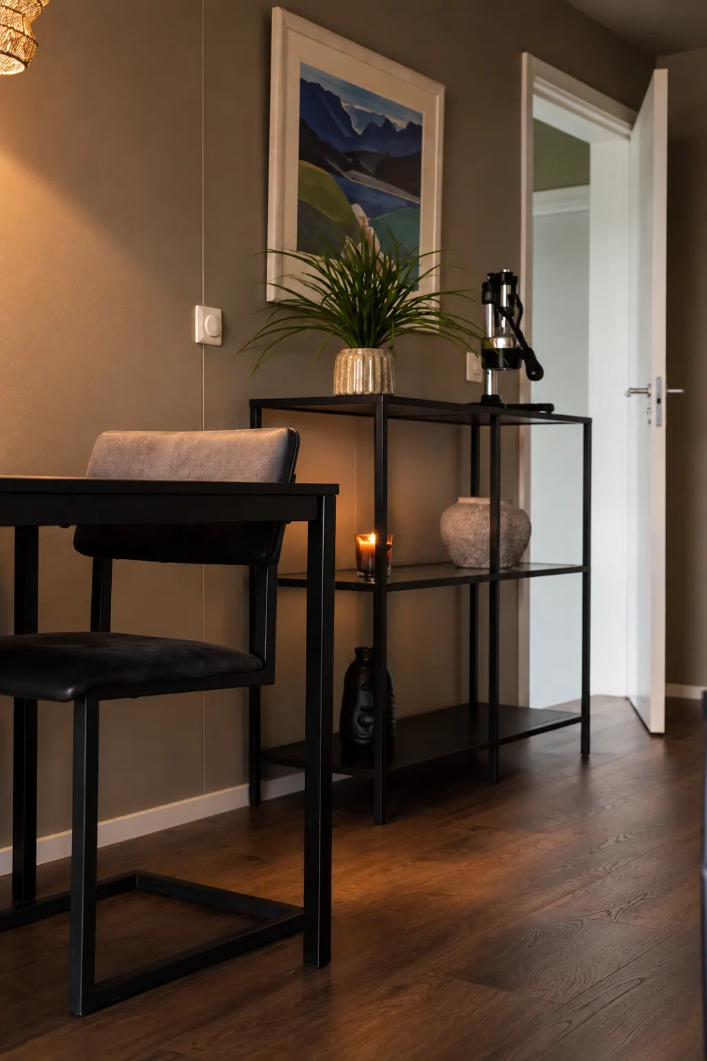 The Cottage: Dining table and kitchen corner