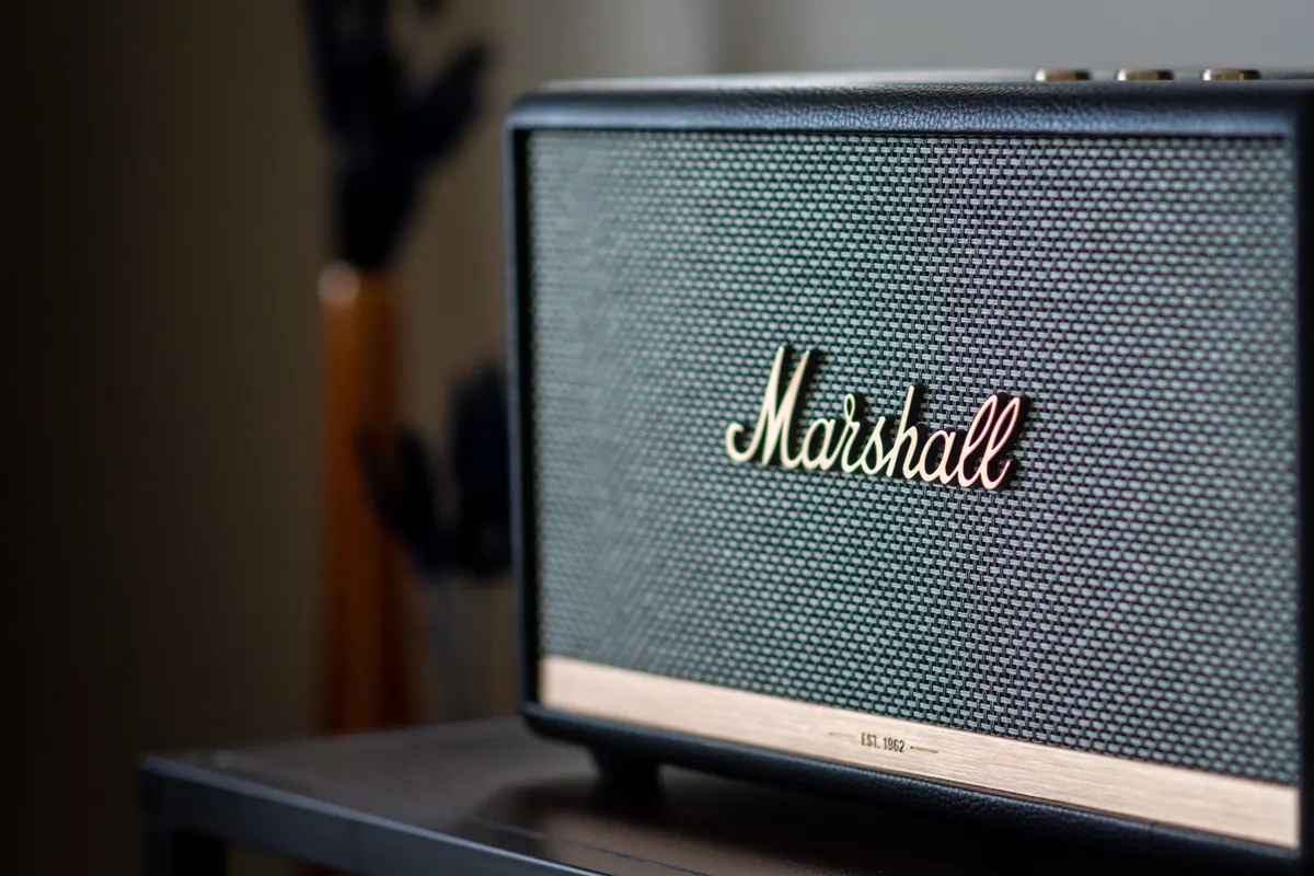 The Cottage: Marshall speaker on the sideboard